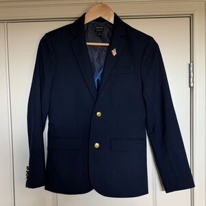 Boys crewcuts j crew Navy Thompson Blazer sporks coat jacket gold buttons 14